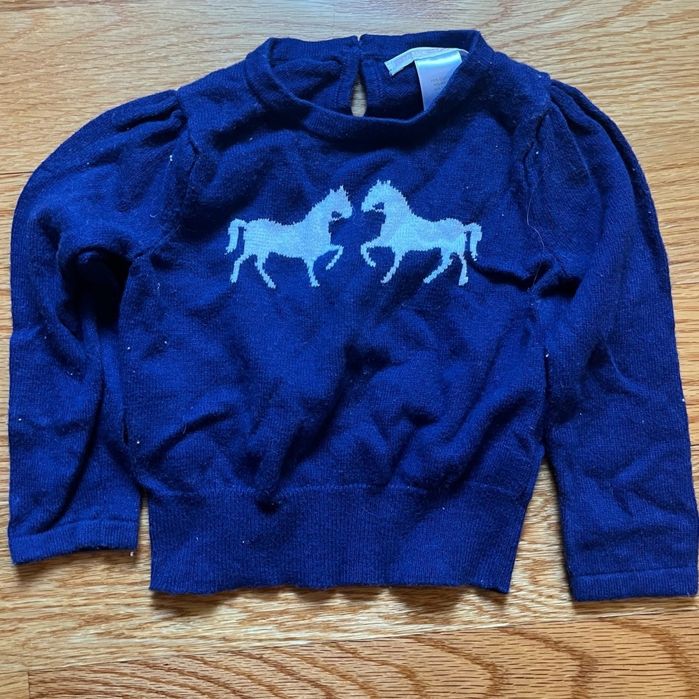 Janie and Jack navy blue horse sweater size 12-18 months